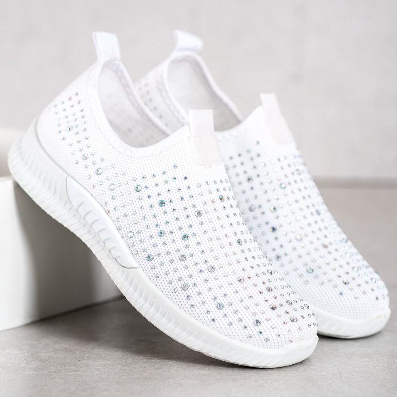 SHELOVET Chaussures Blanches Avec Cristaux 1