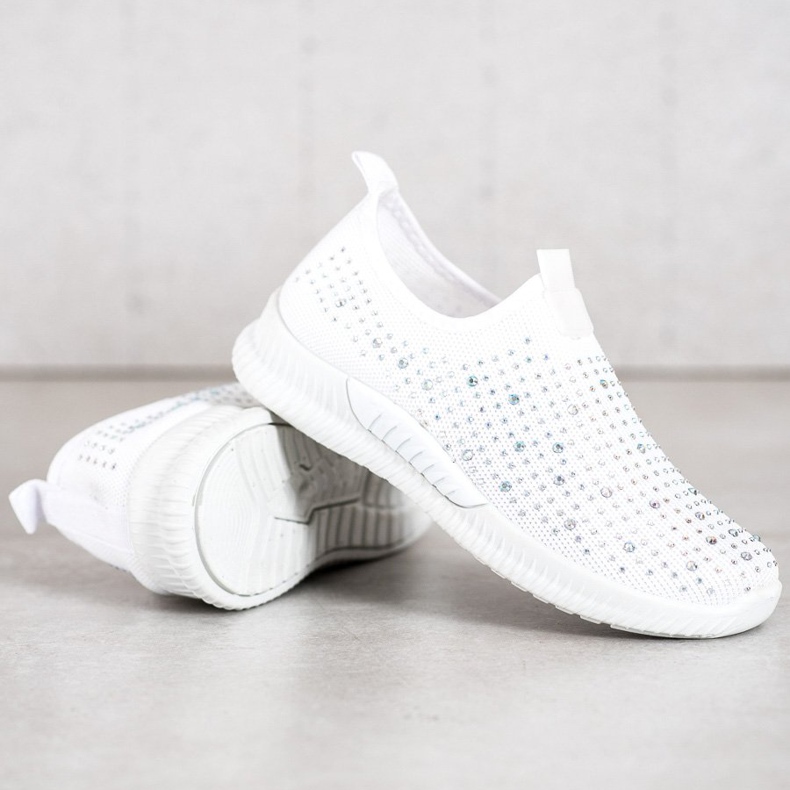 SHELOVET Chaussures Blanches Avec Cristaux 2