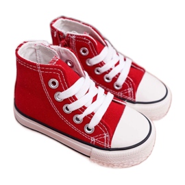 FRROCK Baskets montantes classiques pour enfants avec fermeture à glissière Filemon rouge blanc 1