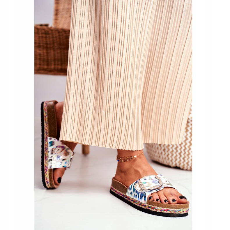 Pantoufles Femme Big Star Motif Métallique DD274127 blanche 2