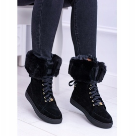 Bottines en daim noires Lu Boo Timberki avec fourrure 2