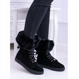 Bottines en daim noires Lu Boo Timberki avec fourrure le noir 3