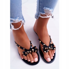 Lu Boo | Tongs en caoutchouc noir avec clous rocheux le noir 3