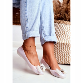 LU BOO Ballerines Caoutchouc Blanc Meliski Bows Pearl Millie 2