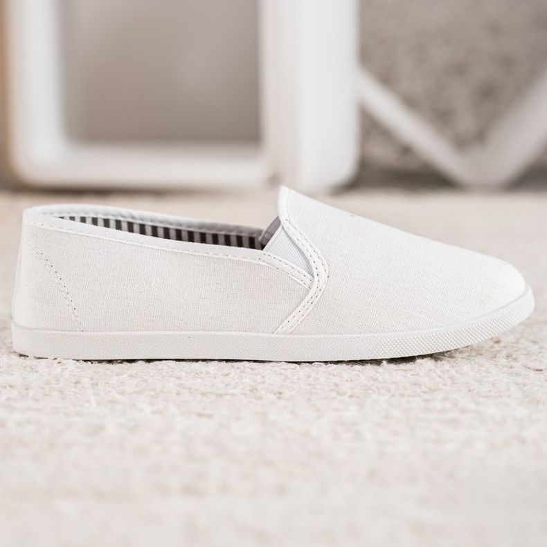 SHELOVET Baskets à enfiler confortables blanc 1