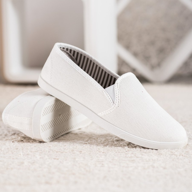 SHELOVET Baskets à enfiler confortables blanc 2