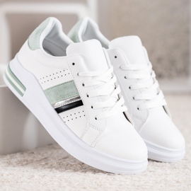 SHELOVET Baskets avec empiècements en daim blanche 2