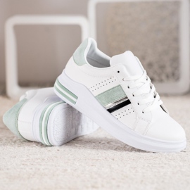 SHELOVET Baskets avec empiècements en daim blanche 3
