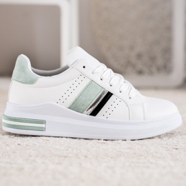 SHELOVET Baskets avec empiècements en daim blanche 4