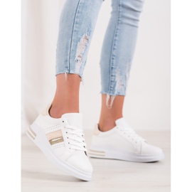 SHELOVET Baskets avec empiècements en daim blanche 4