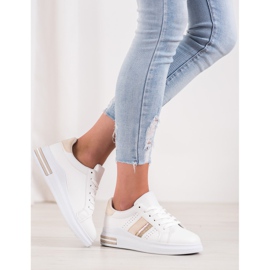 SHELOVET Baskets avec empiècements en daim blanche 5