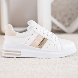 SHELOVET Baskets avec empiècements en daim blanche 1