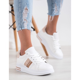 SHELOVET Baskets avec empiècements en daim blanche 1