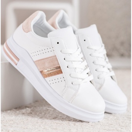 SHELOVET Baskets avec empiècements en daim blanche 3