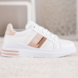 SHELOVET Baskets avec empiècements en daim blanche 5