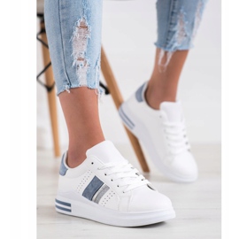 SHELOVET Baskets avec empiècements en daim blanche 1