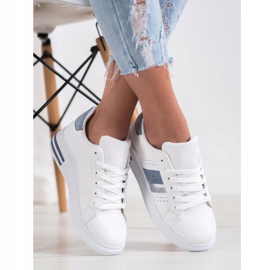 SHELOVET Baskets avec empiècements en daim blanc 2