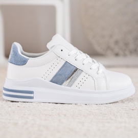SHELOVET Baskets avec empiècements en daim blanche 3