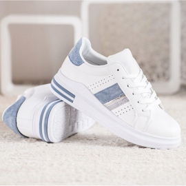 SHELOVET Baskets avec empiècements en daim blanche 4