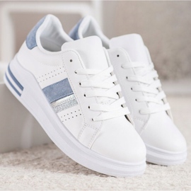 SHELOVET Baskets avec empiècements en daim blanche 5