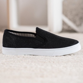 SHELOVET Slipons Noirs À Paillettes 2