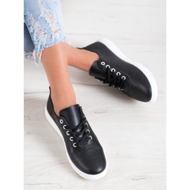 SHELOVET Baskets ajourées avec cuir écologique noir 1