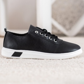 SHELOVET Baskets ajourées avec cuir écologique le noir 2