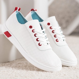 SHELOVET Baskets ajourées avec cuir écologique blanc 2