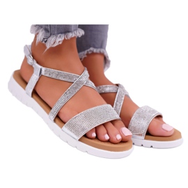 Sandales Pour Femmes Lu Boo Avec Cubic Zirconia 406-5 Argent Stella gris 3