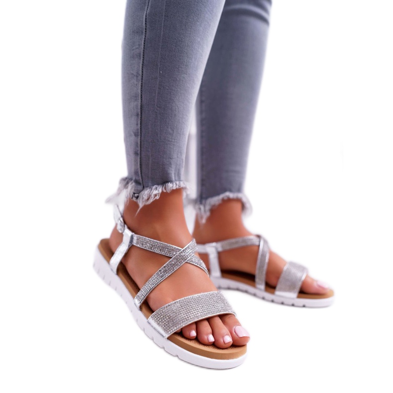 Sandales Pour Femmes Lu Boo Avec Cubic Zirconia 406-5 Argent Stella gris 1