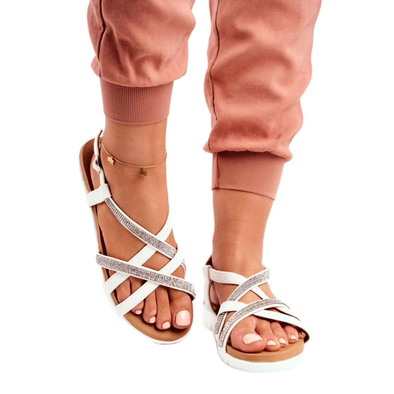 Sandales Femme Lu Boo Avec Cubic Zirconia 406-6 Blanc Feen blanche gris 3