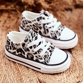 FRROCK Baskets Enfant Blanc Brillant Léopard Berni brun brun 1