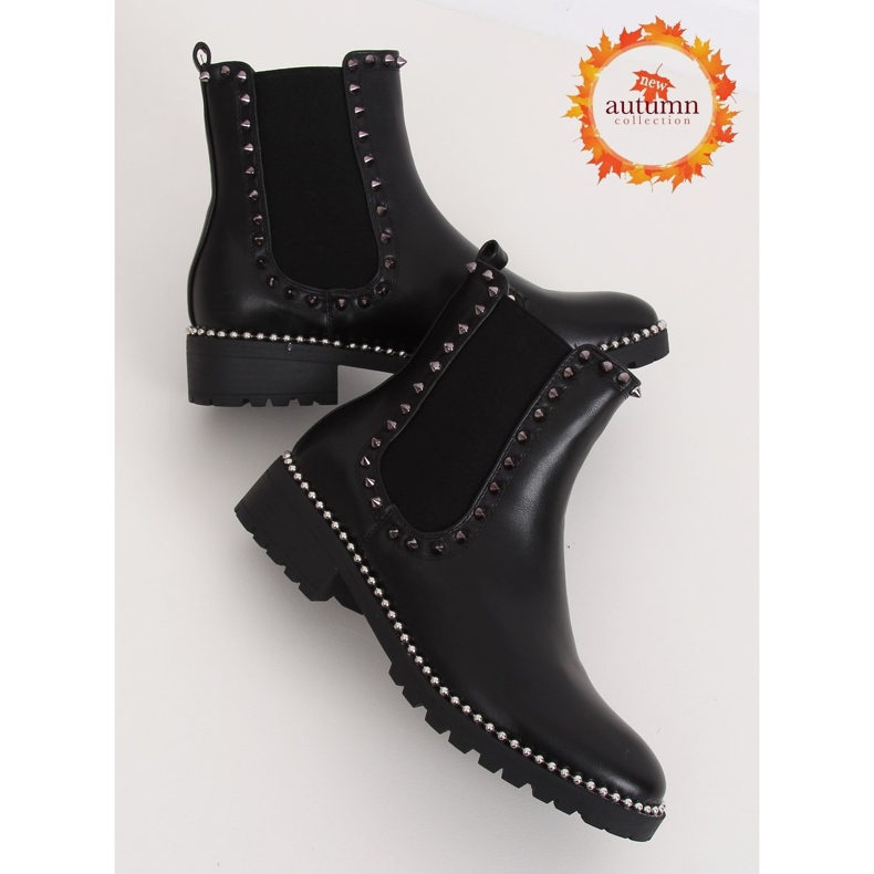 Bottines Chelsea noires à clous noir NC826 Noir le noir 1
