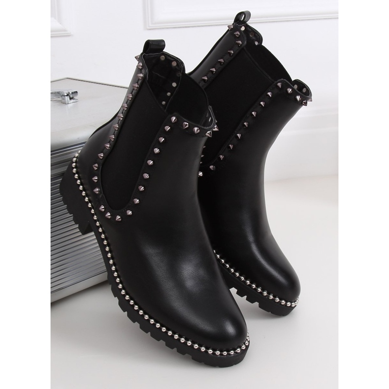 Bottines Chelsea noires à clous noir NC826 Noir 2