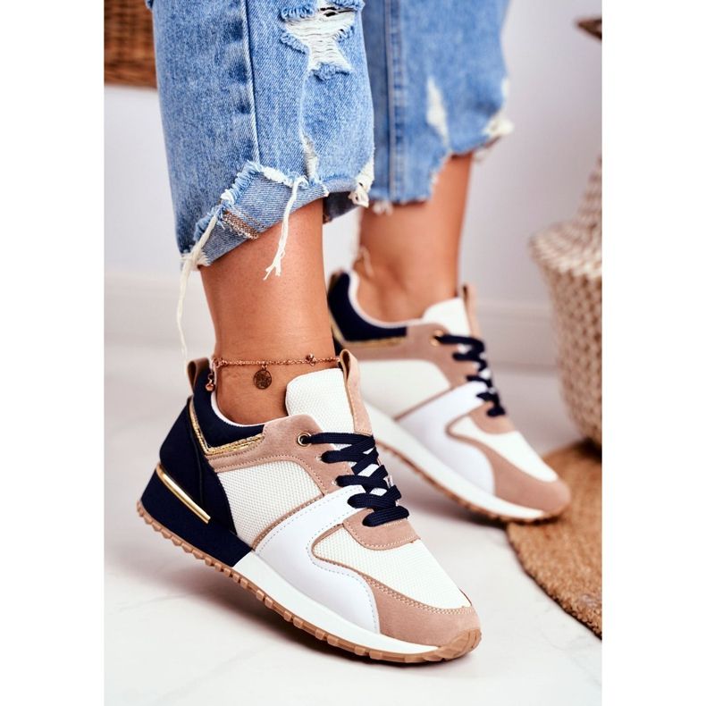 EVE Chaussures Sport Femme Beige Golden Clementine Elements blanche brun d'or 1