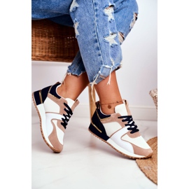 EVE Chaussures Sport Femme Beige Golden Clementine Elements blanc brun doré 2