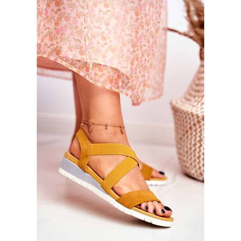 PS1 Sandales pour femmes sur compensées jaunes à enfiler Harper 2