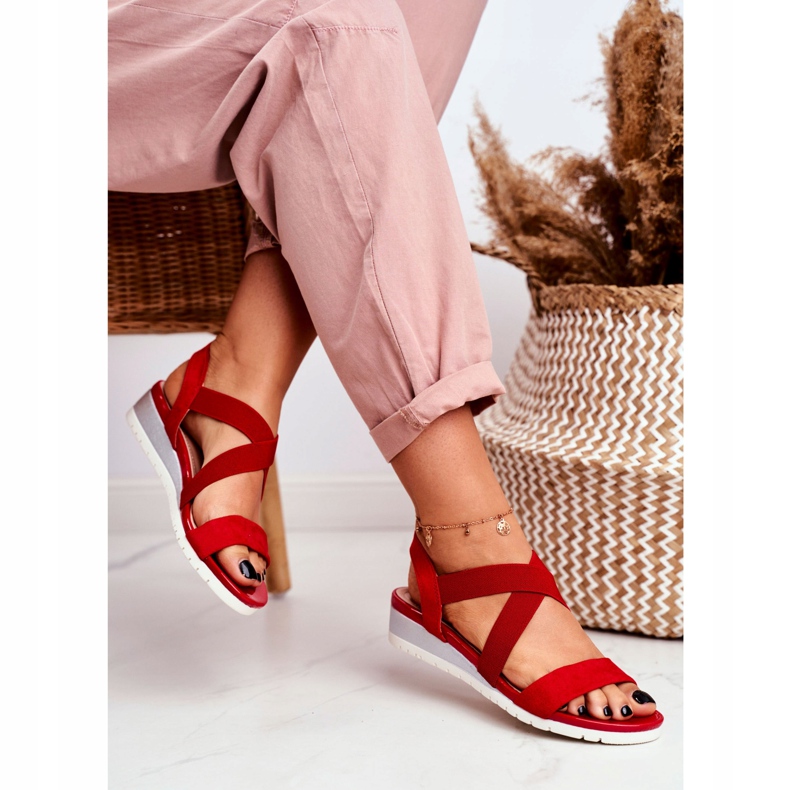 PS1 Sandales pour femmes sur compensées rouges à enfiler Harper 2