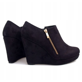 Bottes noires en daim sur un coin avec une fermeture à glissière Noir LM080 le noir 1