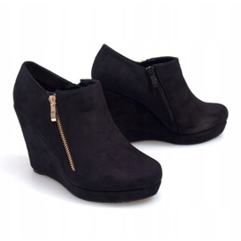 Bottes noires en daim sur un coin avec une fermeture à glissière Noir LM080 le noir 2