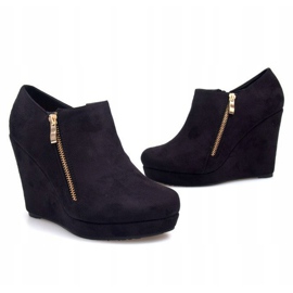 Bottes noires en daim sur un coin avec une fermeture à glissière Noir LM080 le noir 3