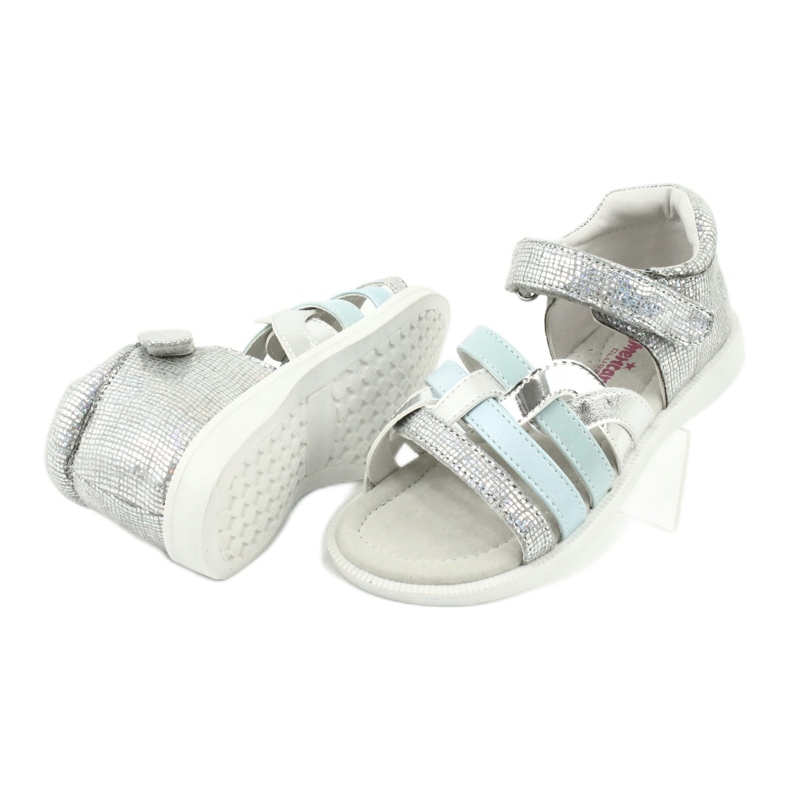 American Club Sandales des filles avec talon GC26 Insert en cuir argent 3