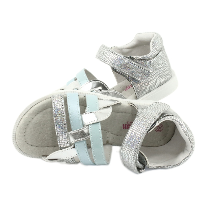 American Club Sandales des filles avec talon GC26 Insert en cuir argent 4