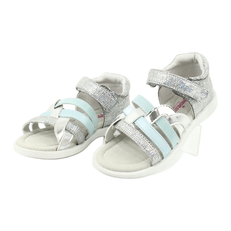 American Club Sandales des filles avec talon GC26 Insert en cuir argent 2