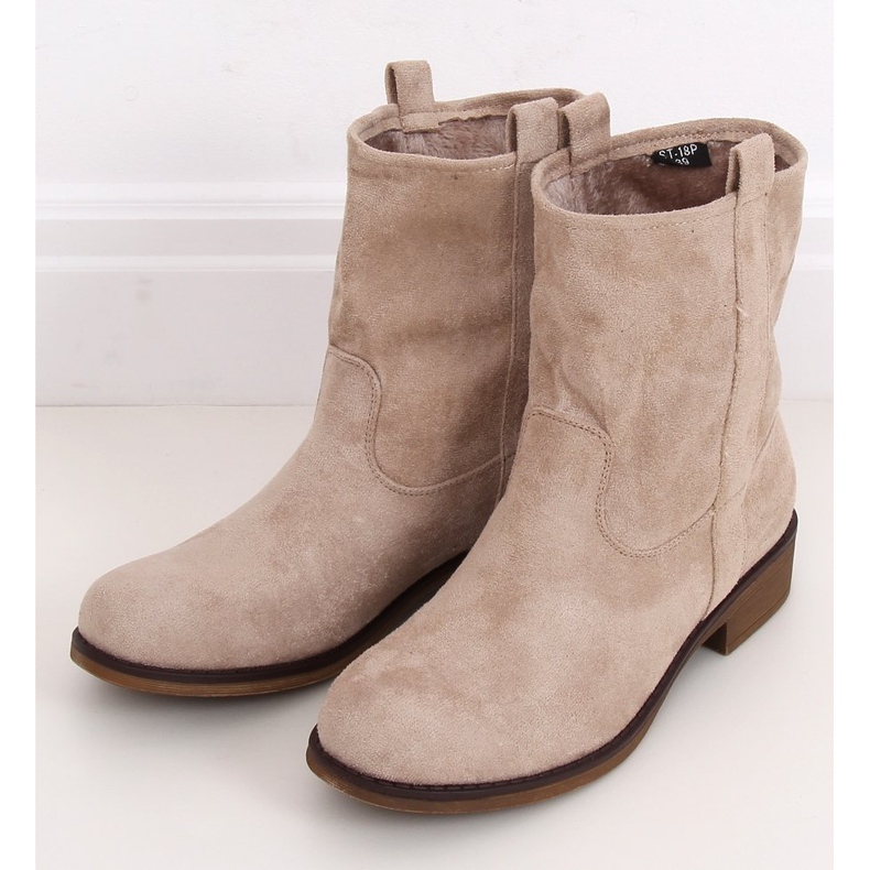 Bottines femme en daim beige ST-18P Bottes beiges brun 2