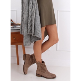 Boots femme daim beige foncé ST-18P Kaki brun 4
