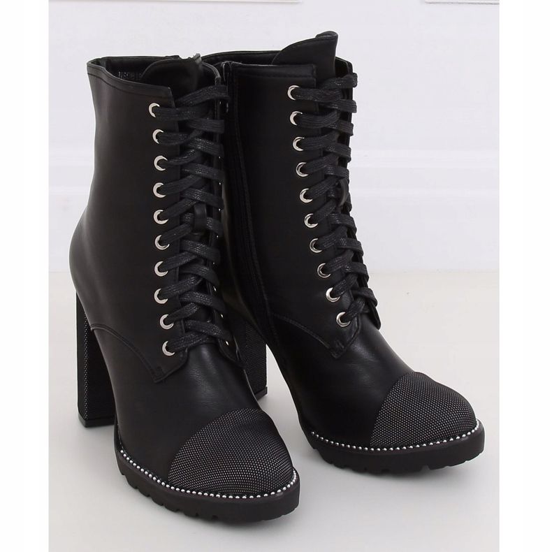 Bottines noires à lacets, noir NS081 Noir le noir 1