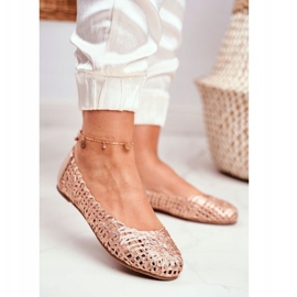 Lu Boo Ballerines Femme Or Rose Ajouré Tressé Carry 1 Lu Boo Ballerines Femme Or Rose Ajouré Tressé Carry 1