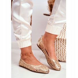 Lu Boo Ballerines Femme Or Ajouré Tressé Carry doré 1