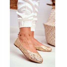 Lu Boo Ballerines Femme Or Ajouré Tressé Carry doré 2